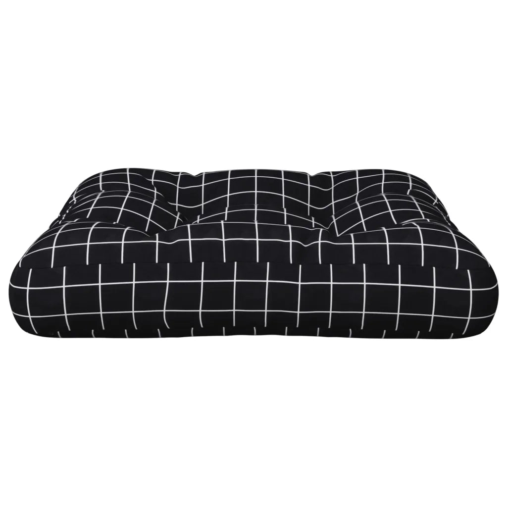 Cuscino Pallet Motivo a Quadri Nero 58x58x10 cm Tessuto Oxford 360916