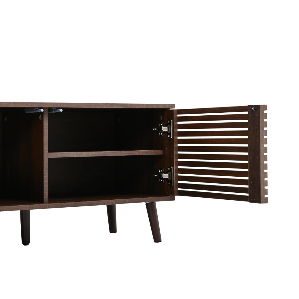 Mobile porta TV con 4 ante e 6 vani aperti, passacavi, per soggiorno, in MDF e truciolare, noce, 180 × 40 × 46 cm
