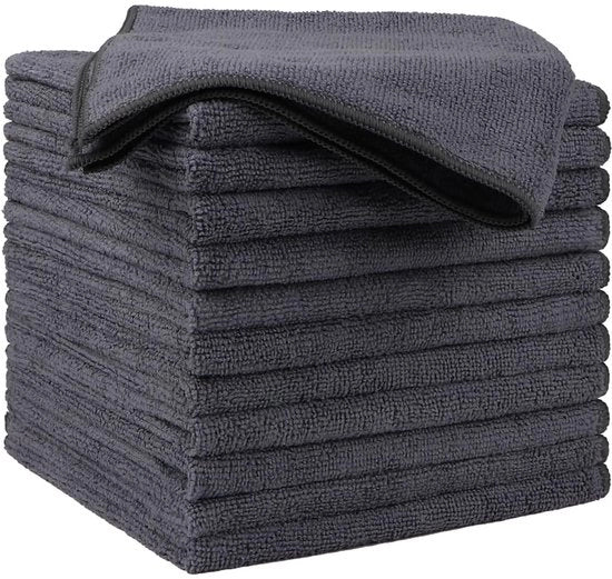 Set di asciugamani per la pulizia 12 pezzi - Microfibra premium - Ultra assorbente - Senza pelo/Senza strisce - 40 x 40 cm - Per auto/ cucina/finestre - Asciugamano per auto