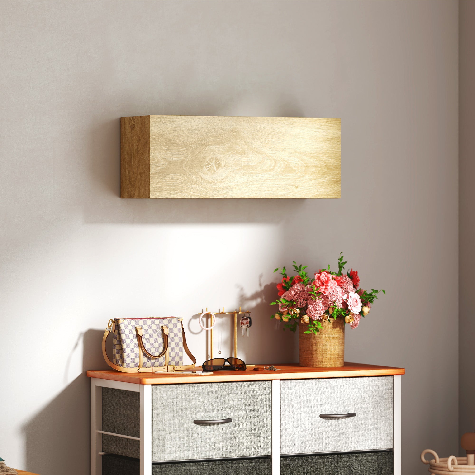 Mobiletto Bagno Pensile 80x25x30 cm con Anta a Ribalta Legno Naturale