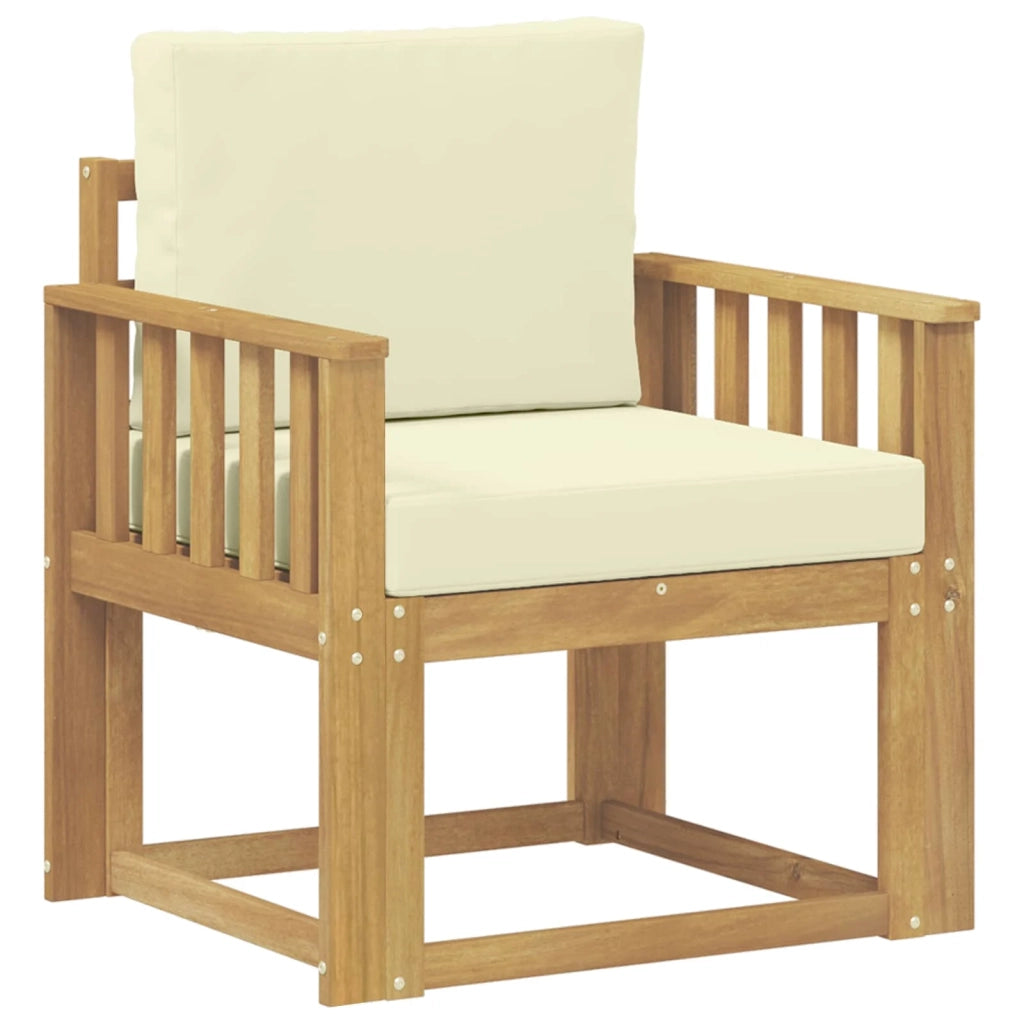 2 Pezzo Set di divani da esterno-Sofa da giardino Poliestere Bianco e Crema 704970