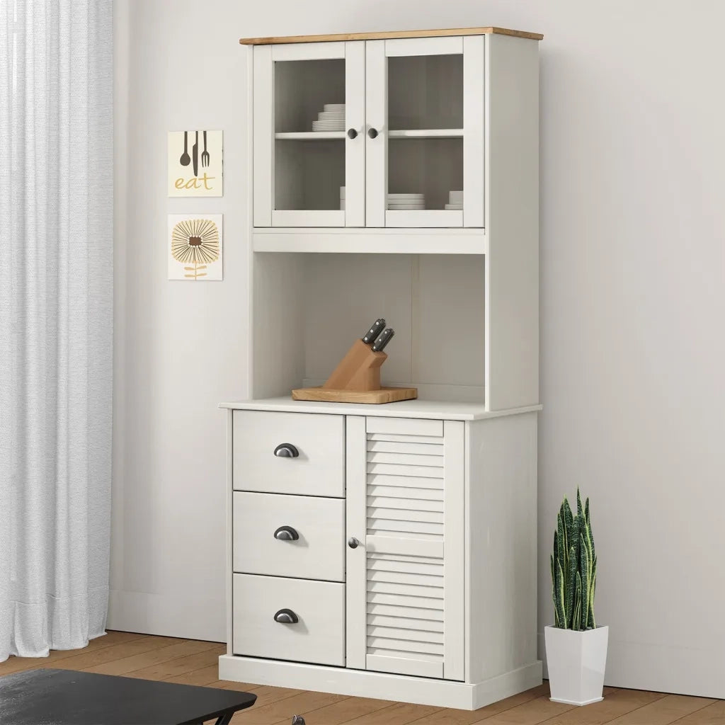 Piano ComÃ² VIGO Bianco 78x30x100 cm in Legno Massello di Pino