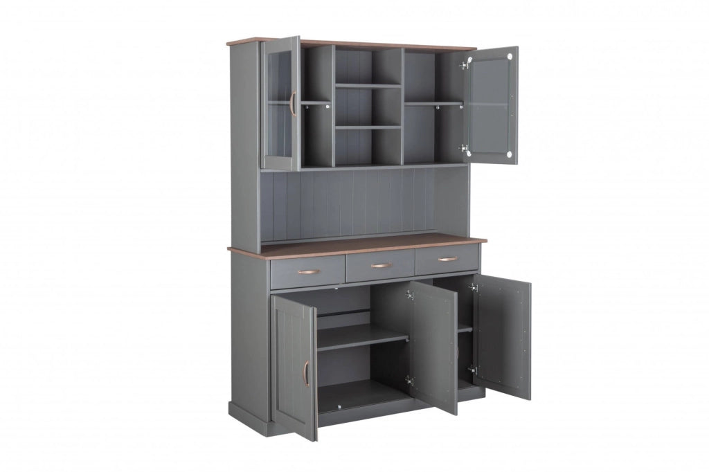Madia Castana, Credenza 3 Cassetti, 131x45x191h cm Grigio