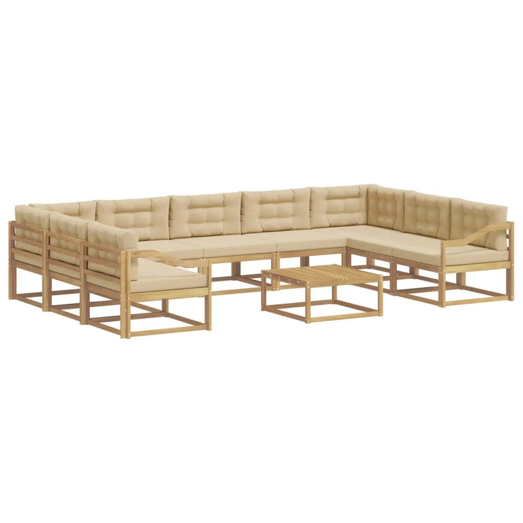 Set di divani da esterno 10 pz Bianco e Beige 3387087