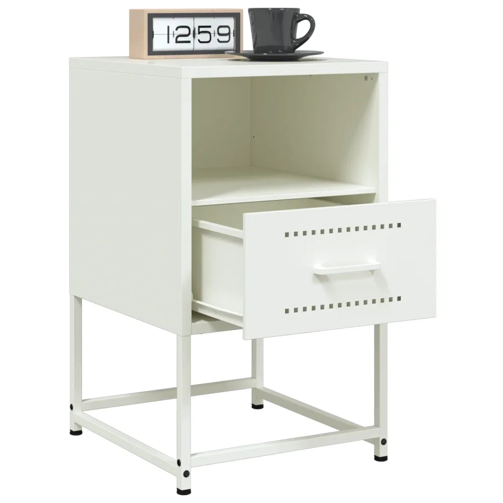Comodino | Armadio da Notte | Mobiletto da notte Bianco 36x39x60,5 cm in Acciaio
