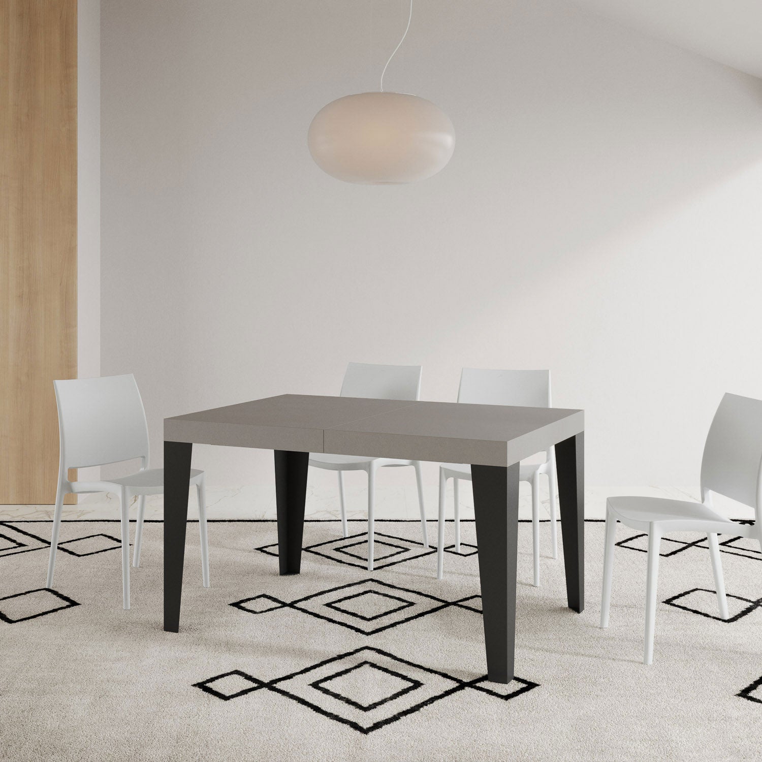 Tavolo Allungabile 120/380x90 cm Flame Cashmere Gambe Antracite