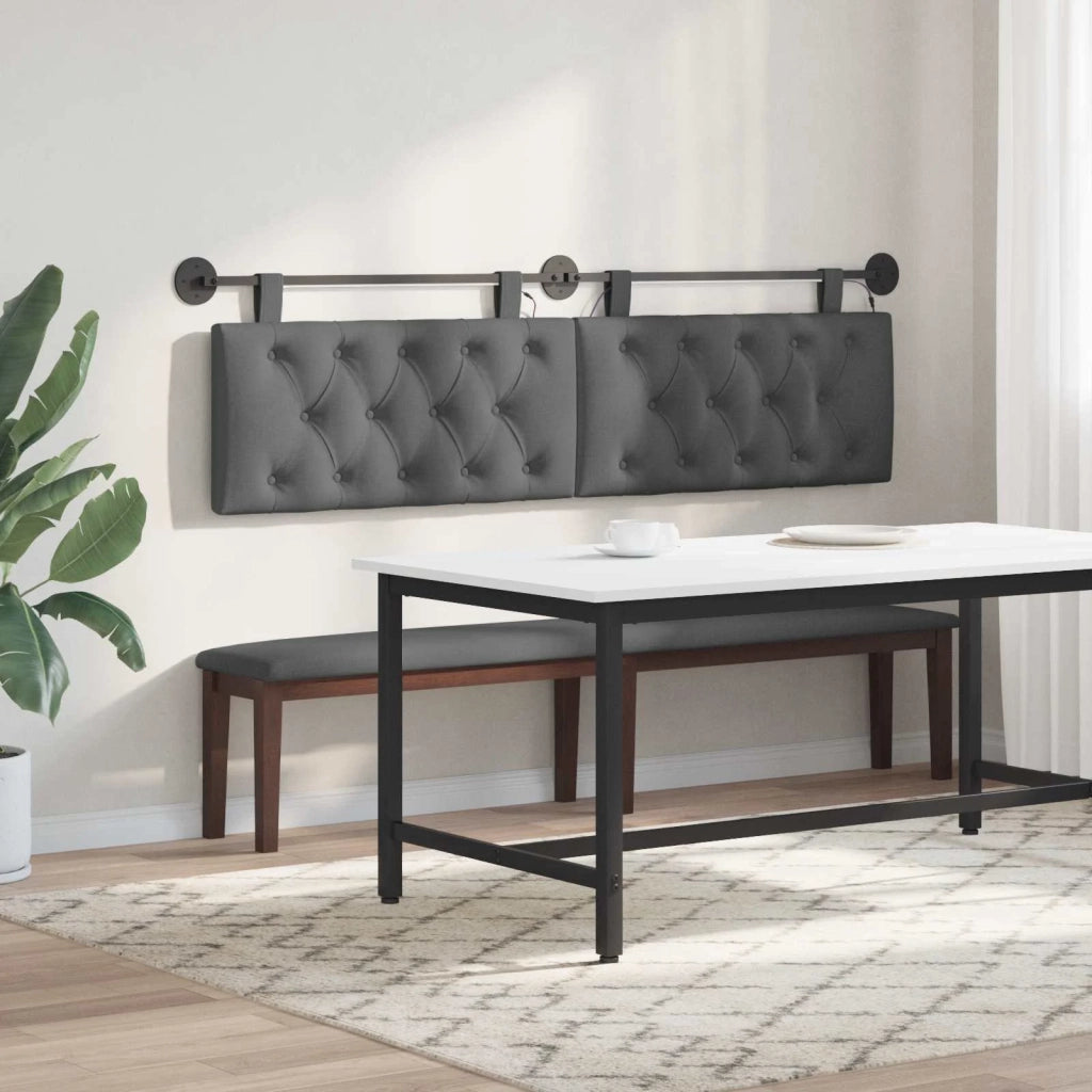 Testiera | Testata sospesa Con luce LED Grigio Scuro Tessuto