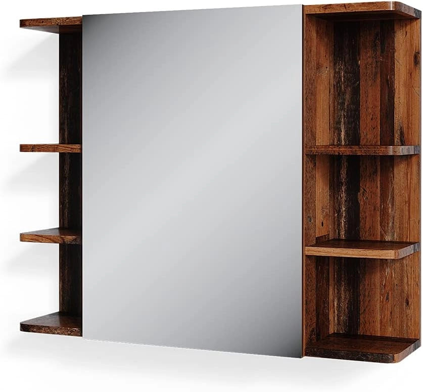 Specchio contenitore bagno Fynn, Oldstyle, 79.6 x 64 cm, con specchio e ripiani aperti per montaggio a parete