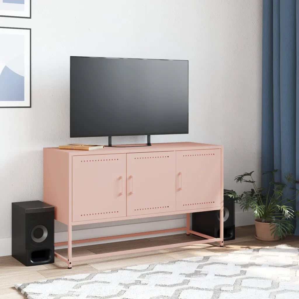Mobile TV-Credenza per TV-Console TV Rosa 100,5x39x60,5 cm in Acciaio 902964
