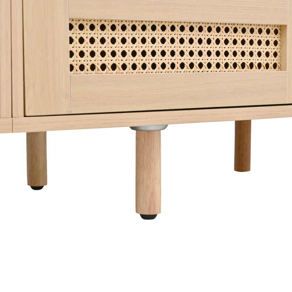 Mobile TV Lowboard ¨C MINIMAL ¨C Legno, 2 Ante Scorrevoli, 2 Cassetti in Rattan, 170x40x40 cm