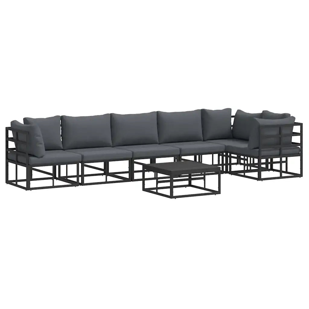 vidaXL Set Divano da Giardino con cuscino 7 pcs Nero Alluminio