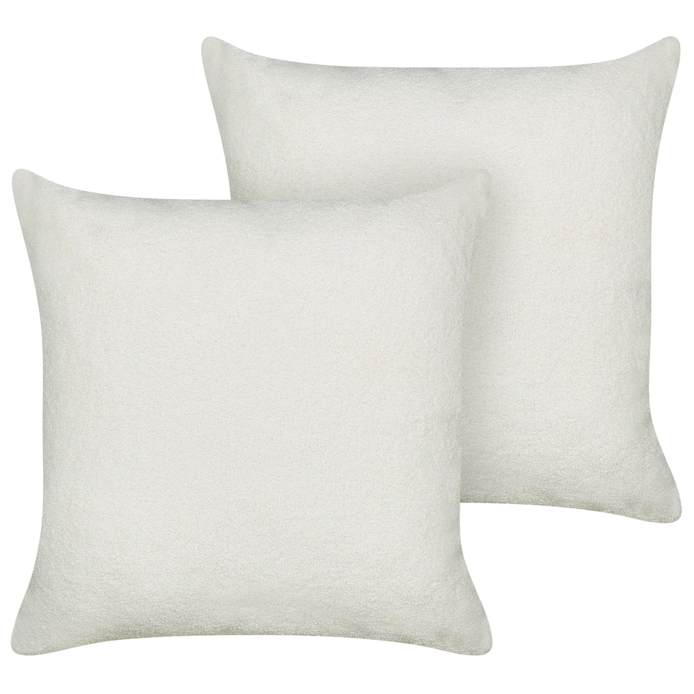 Set di 2 cuscini decorativi Bianco Boucle 60 x 60 cm fodera rimovibile con cerniera Accessori decorativi Boho