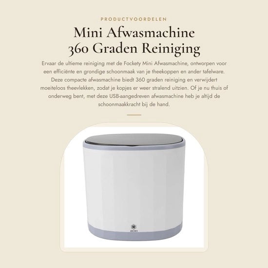 Mini Lavastoviglio a 360 Gradi di Pulizia - Azionato da USB - Compatto ed Efficiente - Pulitore Automatico per Tazze da Tè - Ideale per Piccoli Spazi
