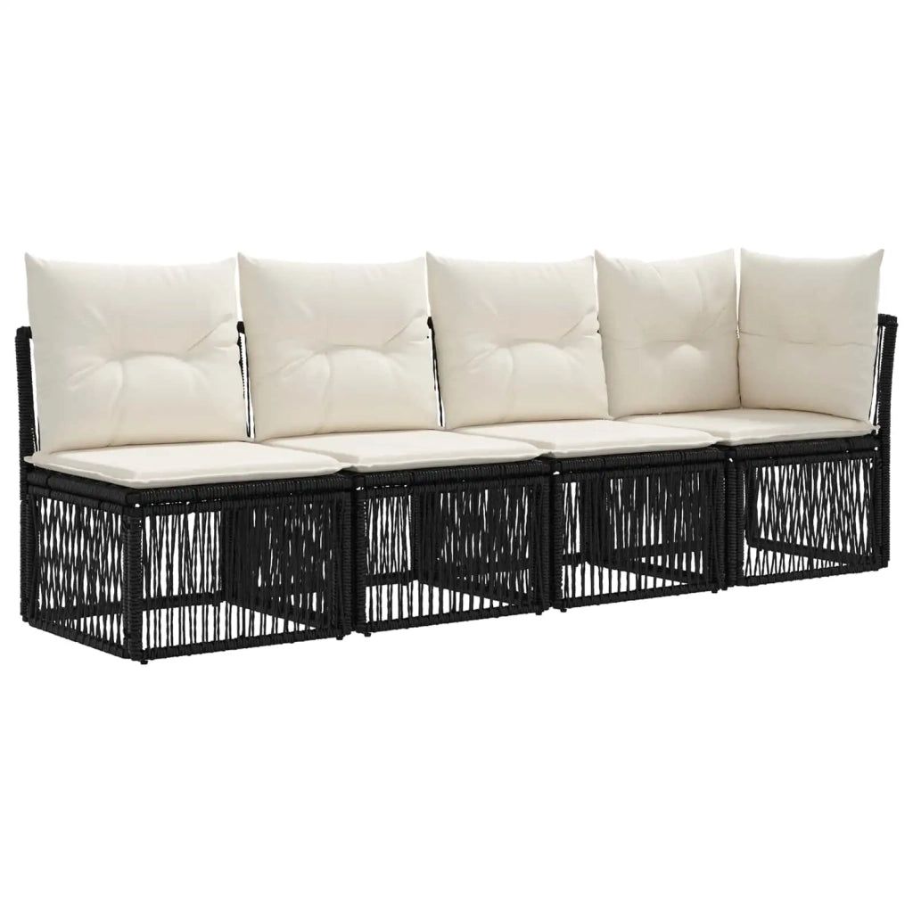 Set Divano da Giardino 9 pz Nero e Bianco Crema polyrattan 3437257