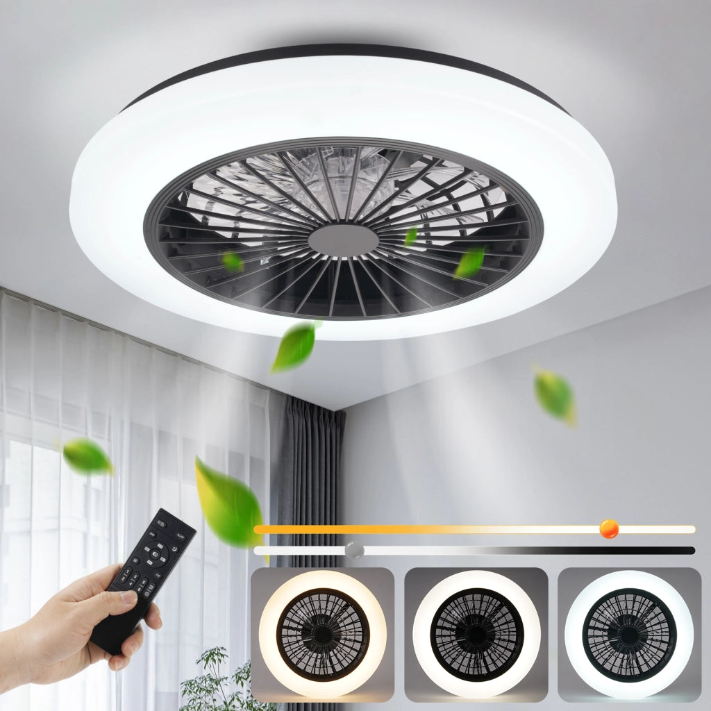 ZMH Ventilatore da soffitto a LED bianco con illuminazione Ventilatore da 40 W silenzioso con telecomando dimmerabile