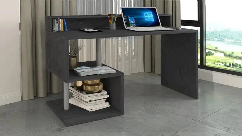 Scrivania ESSE 140 con design a ''S'' e sopralzo