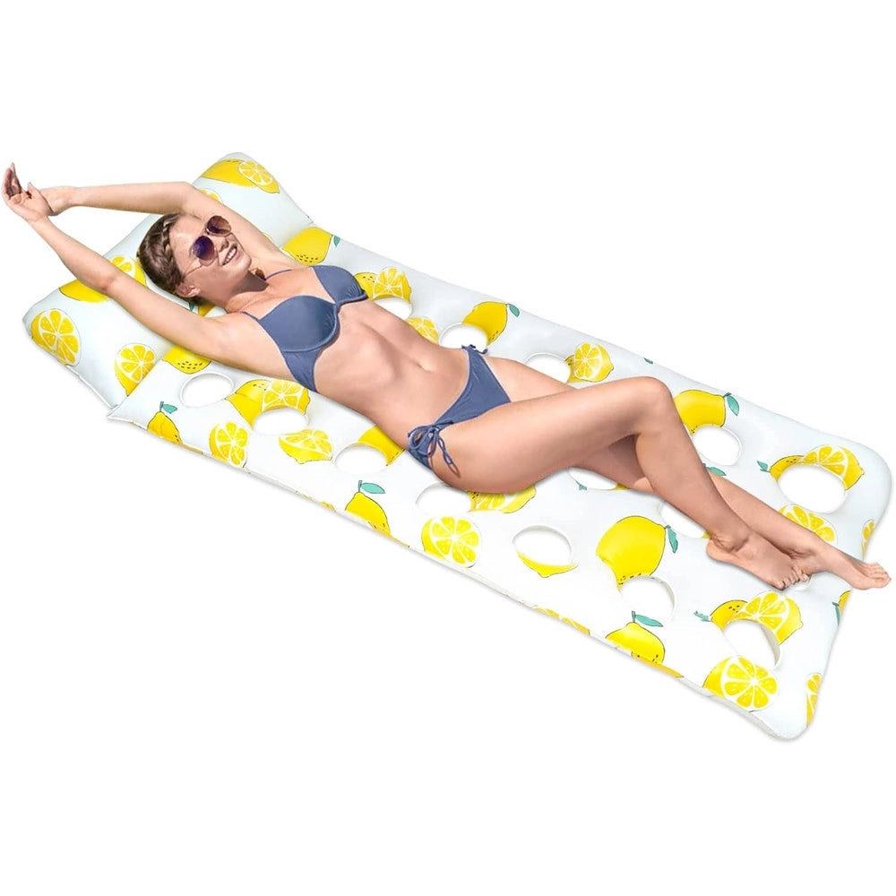 Trade Shop - Materassino Galleggiante Gonfiabile Con Poggiatesta Piscina Design Limoni 180x88cm 628530 -