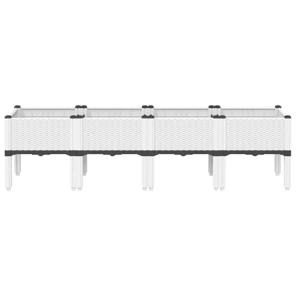 Fioriera | Cassetta per fiori | Vaso da Giardino con Gambe Bianco 160x40x42 cm in PP