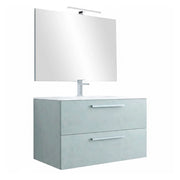 Mobile Bagno Sospeso Con 2 Cassettoni Con Sistema Soft Close Lavandino In Ceramica E Specchio Led Da 30 Cm Design Moderno 57 X 80 X 45 Cm Colore Grigio Cemento