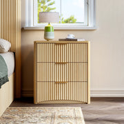 COMODINO con 3 cassetti 58x38x64 cm in MDF colore Rovere