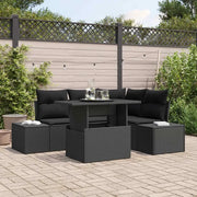Set Divano da Giardino con cuscino 5 pcs Nero polyrattan 3357916