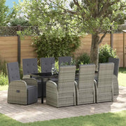 Set da Pranzo per Giardino con cuscino 9 pcs Grigio polyrattan 3379491