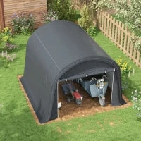 Tendone da Magazzino per Giardino, Robusto Telaio in Acciaio, Grandi Porte, 3x3m, Grigio