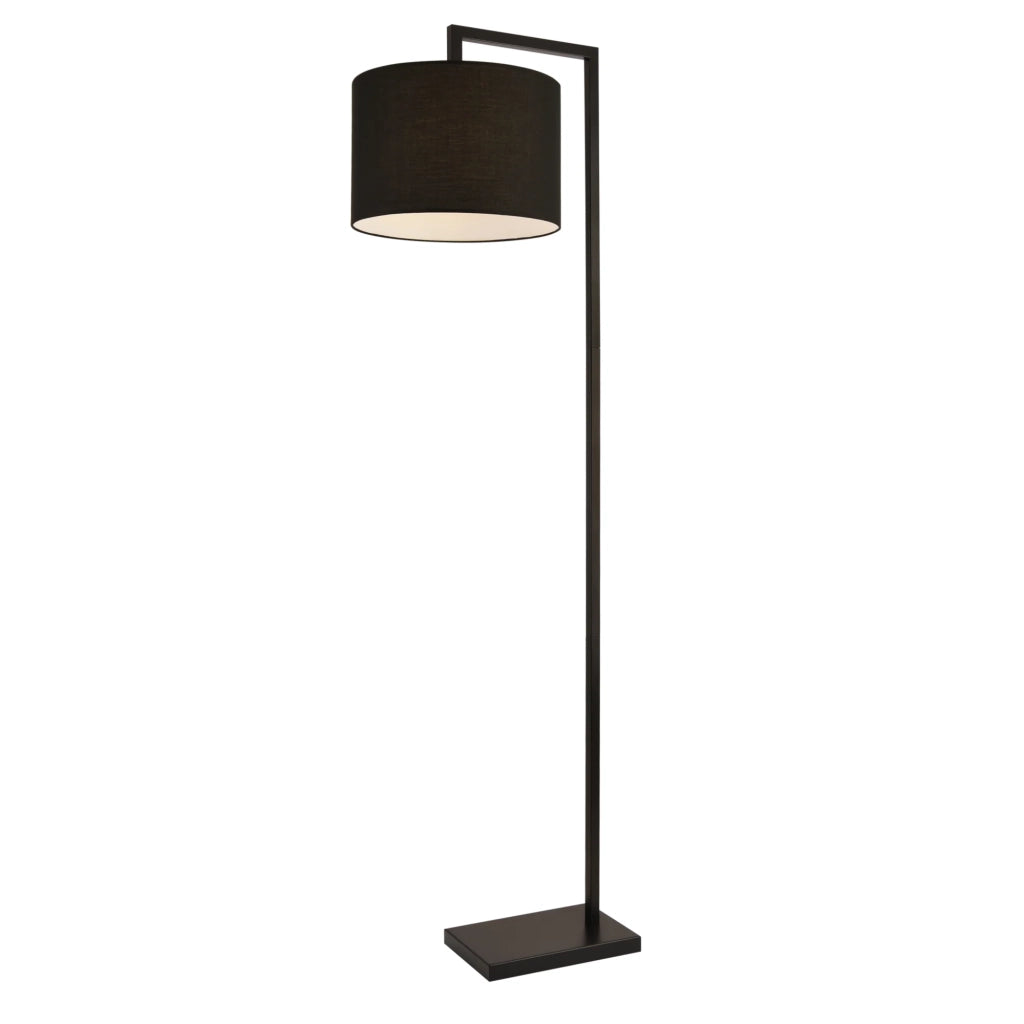 Lampada da terra con paralume in metallo e tessuto nero 161 cm 03_0002433