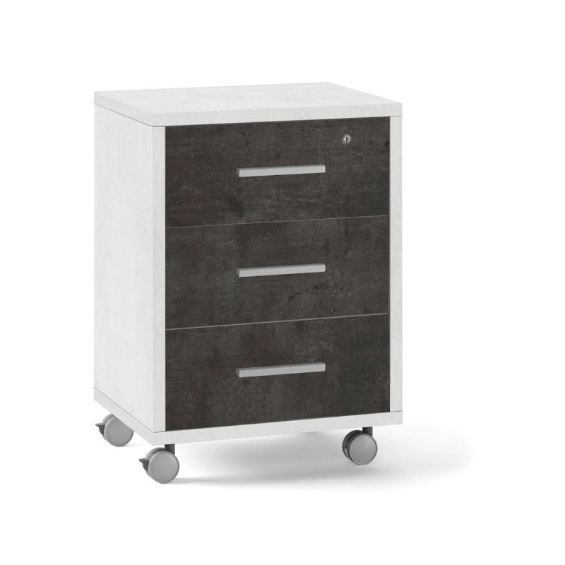 Mobile 3 Cassetti Su Ruote Ossido Bianco cm 51x41x71h - Sarmog