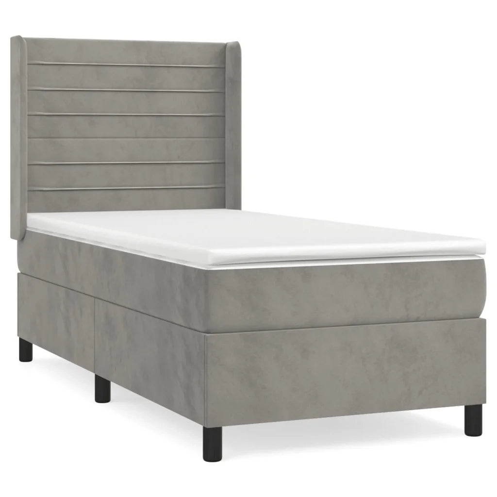 Giroletto a Molle con Materasso Grigio Chiaro 90x200 cm Velluto 3132717
