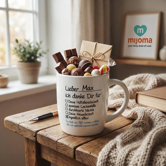 Tazza Persoanlizzata - Regalo per Amici e Familiari - Tazza di Ringraziamento - Impermeabile - Unica e Personalizzabile - Con Spazio per Nome - Tazza di Regalo