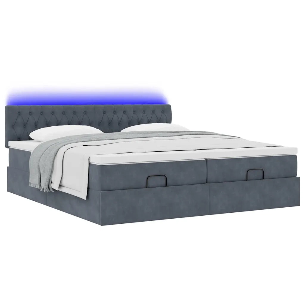 Struttura Letto Pouf con Materassi 160x200 cm in Velluto 3312936