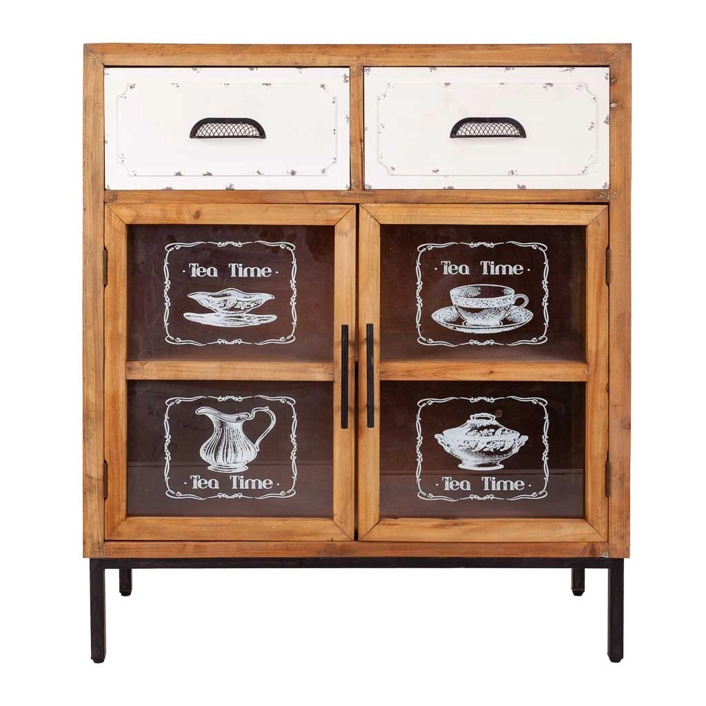 Mobile da ingresso in legno e metallo marrone 80x36,5x91h