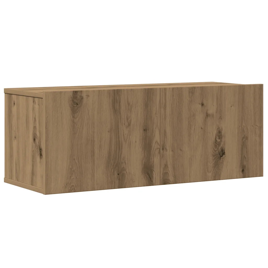 Set Mobile TV 4 pz Montato a Parete Rovere in Legno Multistrato 3329156