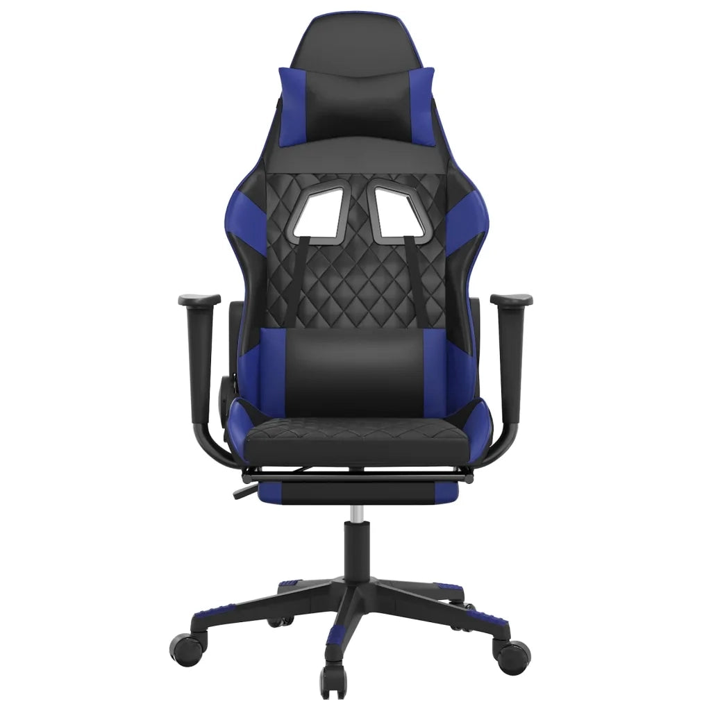 Sedia da Gaming | Sedia da e-sports con Poggiapiedi Nero e Blu in Similpelle