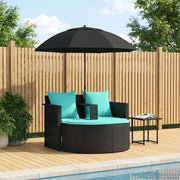 Divano da giardino con cuscino 8 pcs Nero e Turchese polyrattan 42025904