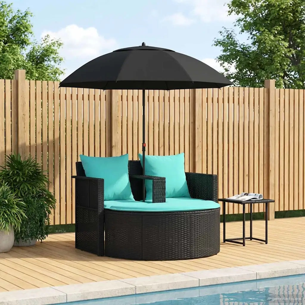 Divano da giardino con cuscino 8 pcs Nero e Turchese polyrattan 42025904
