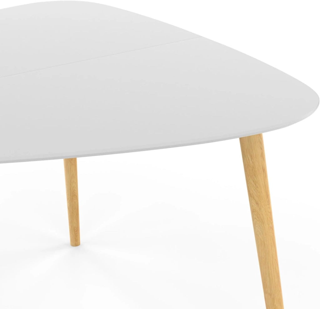 Tavolo da pranzo GAIA 4 persone piano bianco gambe in legno 110 cm