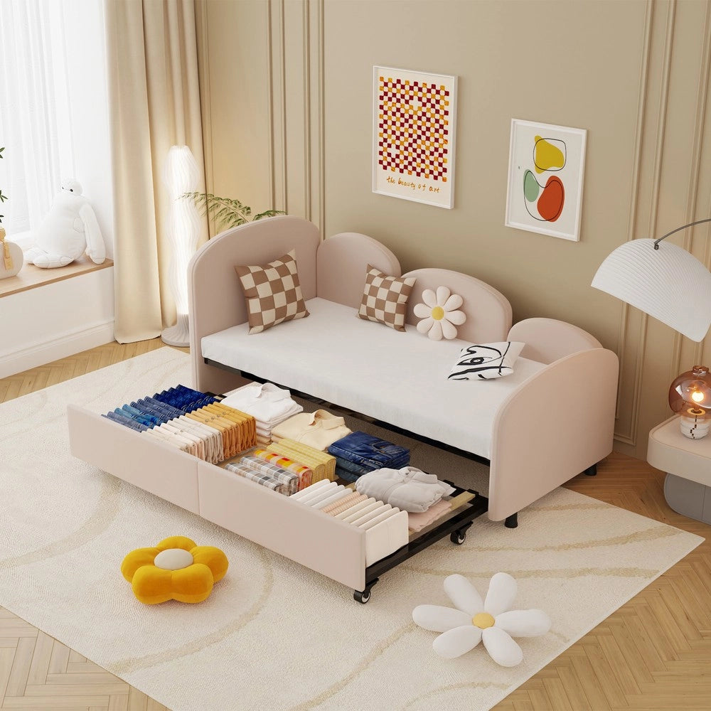 Divano Letto Singolo con Cassetti ¨C MINIMAL ¨C Velluto, Struttura Moderna