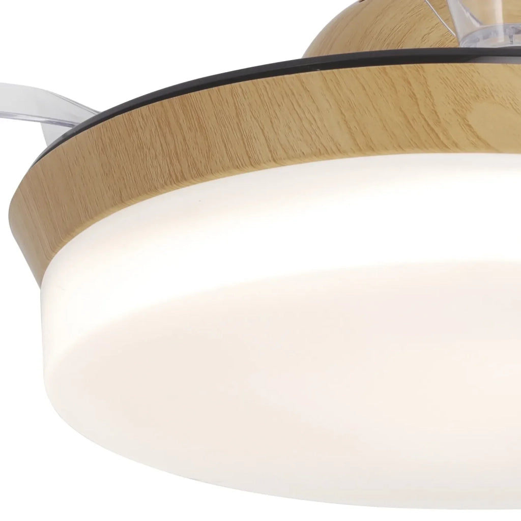 LÚZETE - VENTILATORE DA SOFFITTO LED 24W REGOLABILE COLORE LEGNO 4 PALE PLEGHEVOLI GERALDTON