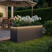 Fioriera da giardino con LED Nero 30 x 80 x 30 cm Acciaio 8008098