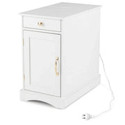Comodino con presa di corrente integrata 60 x 35 x 62 cm spazio di archiviazione ottimizzato design moderno in truciolato bianco 20_0020595