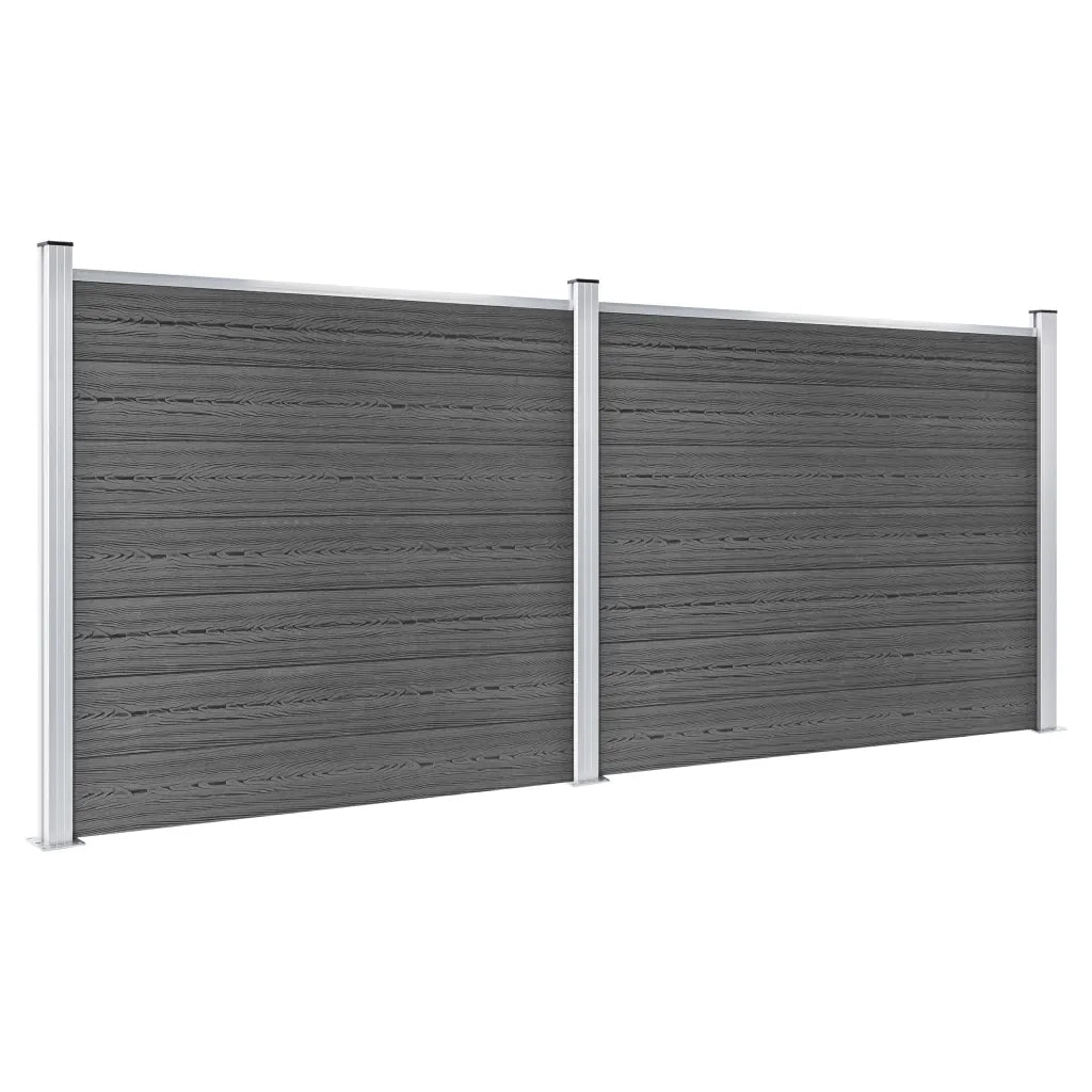 Set Pannelli di Recinzione in WPC 353x146 cm Nero