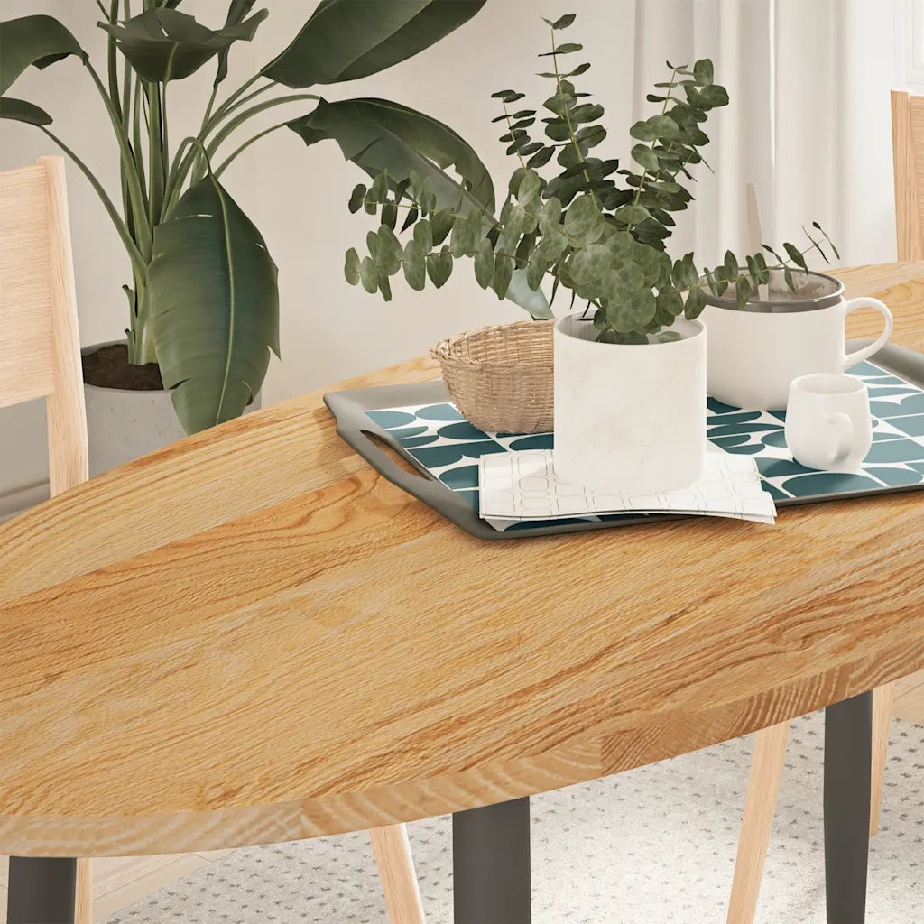 Piano Tavolo Marrone Chiaro 140x60x2cm in Rovere Massello Ovale 4009048