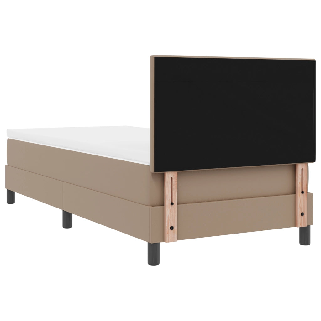 Letto a Molle Box  con Materasso Cappuccino 100x200 cm Pelle Sintetica