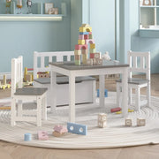 Set Tavolo e Sedie per Bambini 4 Pezzi Bianco e Grigio in MDF 10411