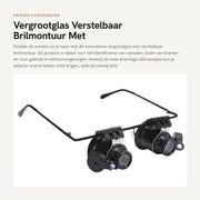 Verglassio flessibile - Montatura occhiali adattabile - Con lampade LED - Ideale per uso domestico - Perfetto per ricerche di campo e lavoro di ufficio