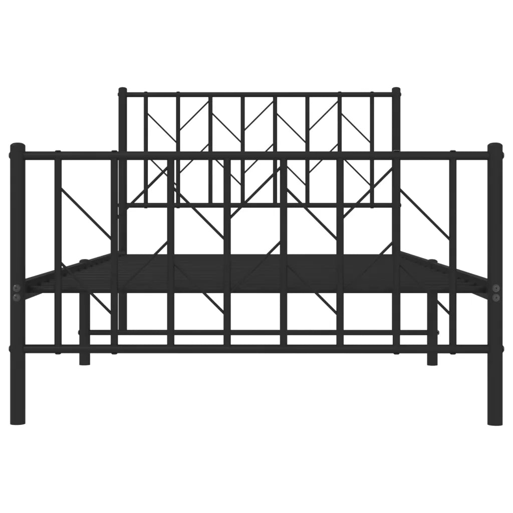 Giroletto con Testiera e Pediera Metallo Nero 100x190 cm 374449