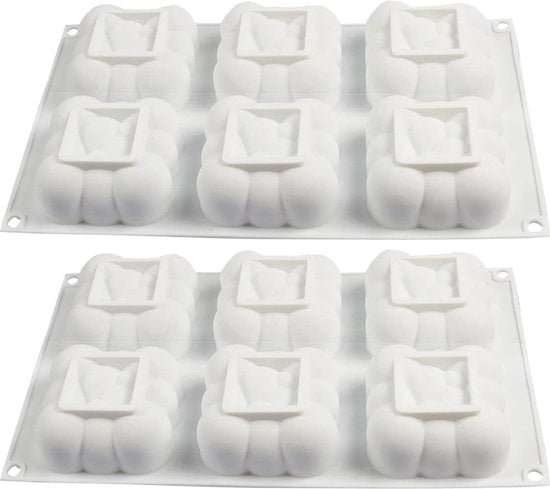 6-cuppi Forma a Nuvola per Torta - Truffa al Cioccolato - Pudding alla Muffin - Bomba di Gelato - 2 pezzi/Bianco