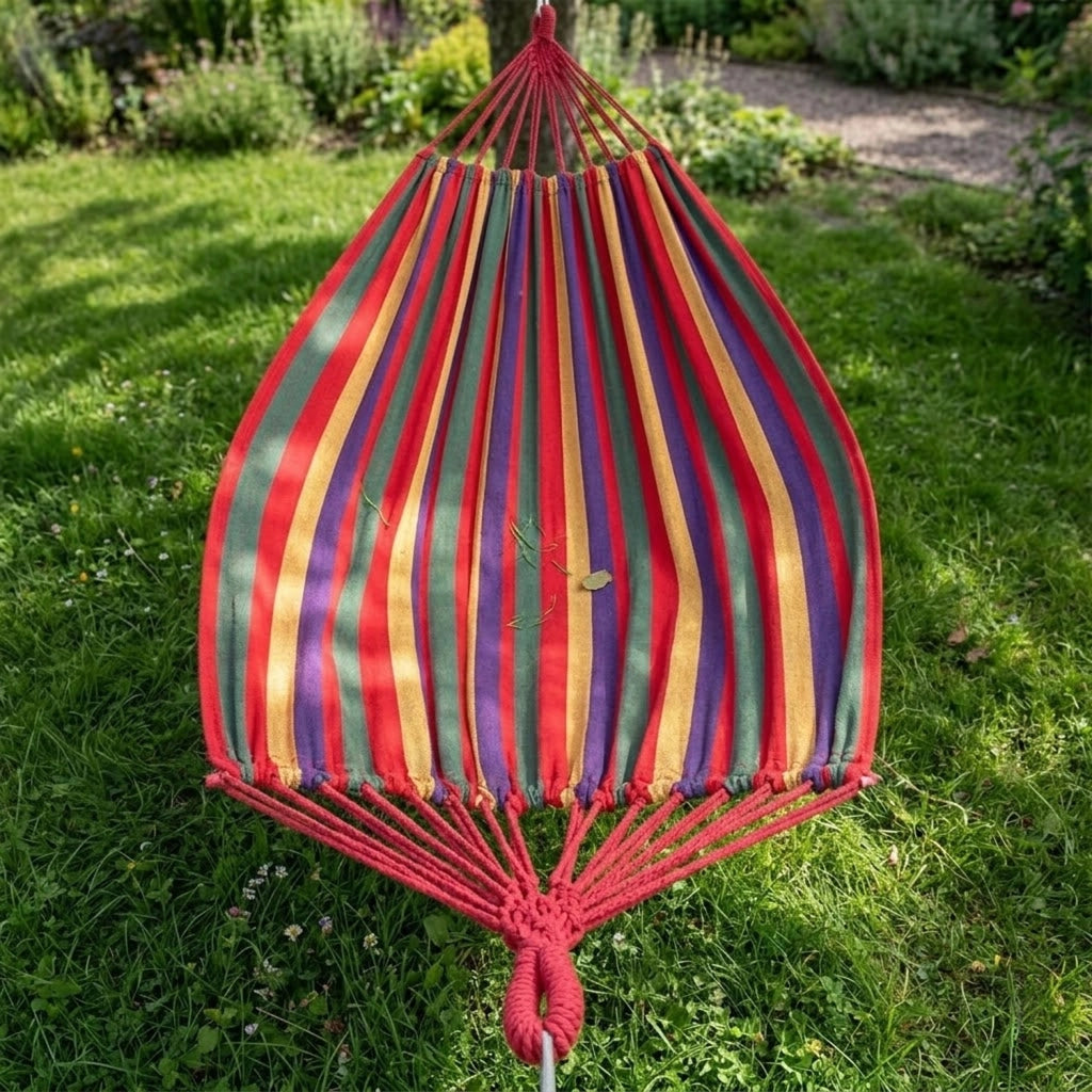 Amaca Per Outdoor E Campeggio Con Borsa Portaoggetti Cinghie E Moschettoni Inclusi Struttura Anti Ribaltamento In Cotone Portata 300 Kg 270 x 150 Cm Rosso